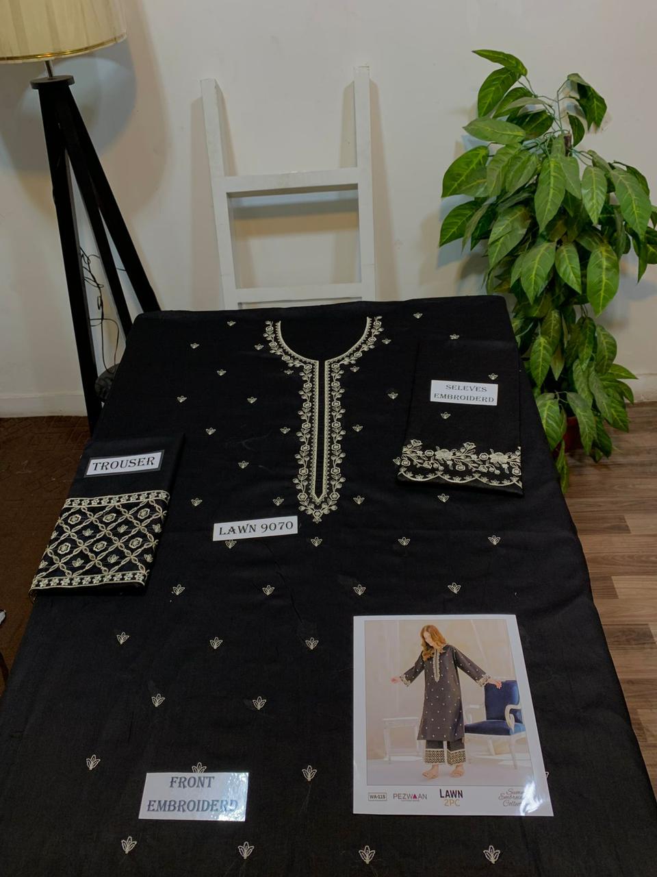 Embroidered 2Pc Lawn Unstitched Summer Dress - WA-115