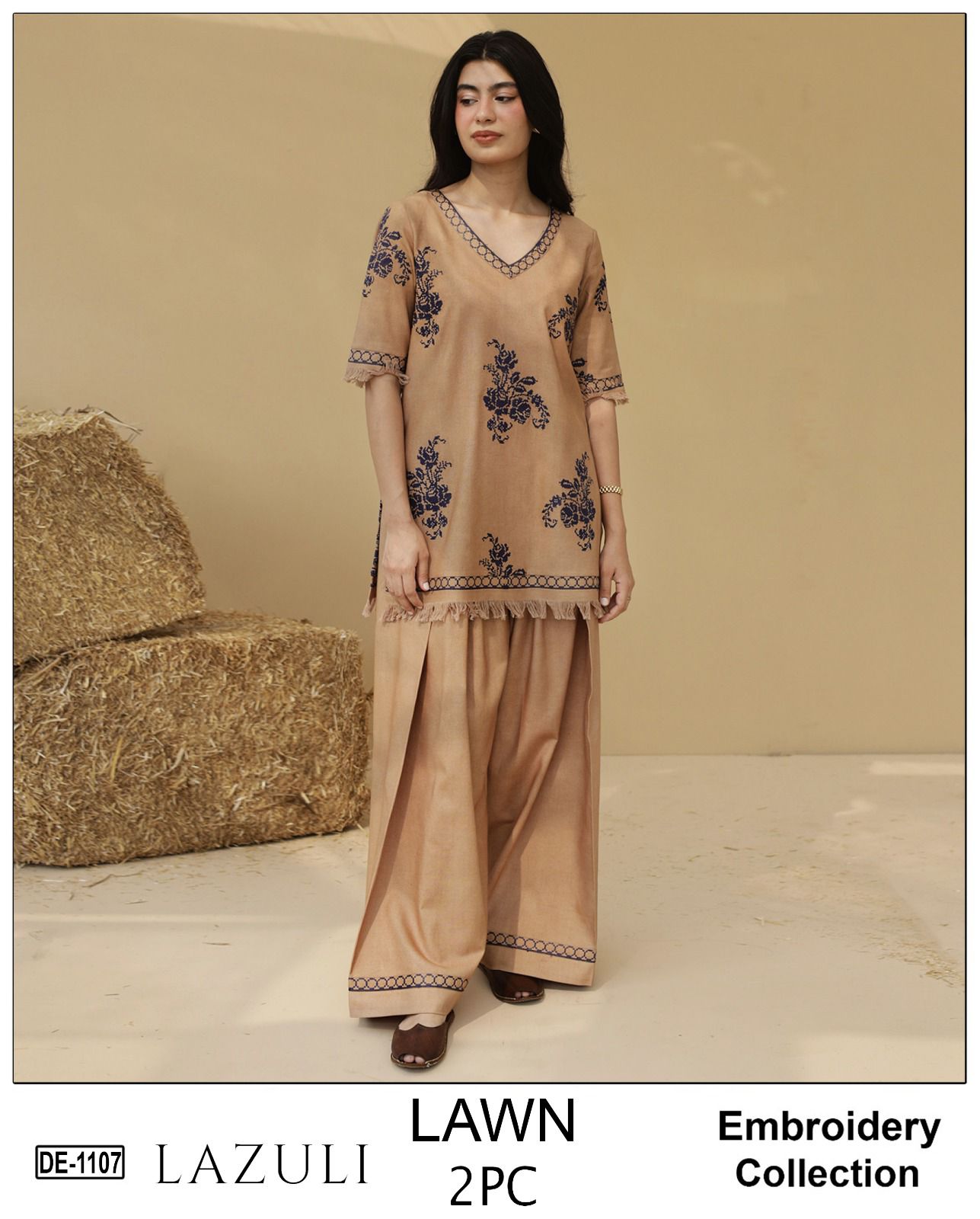 Embroidered 2Pc Lawn Unstitched Summer Dress - DE-1107