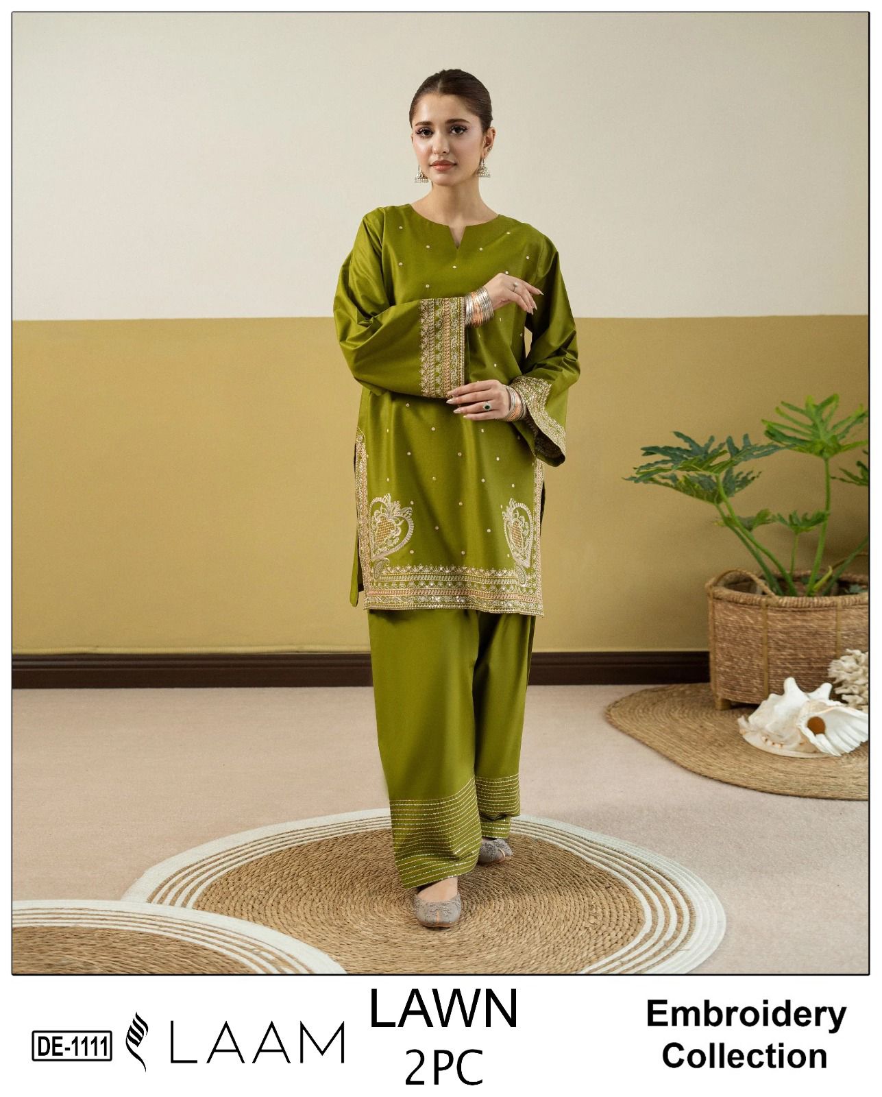 Embroidered 2Pc Lawn Unstitched Summer Dress - DE-1111G
